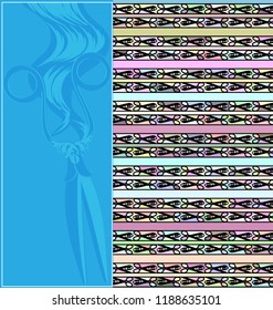 abstract blue colored image of figures scissors and curls