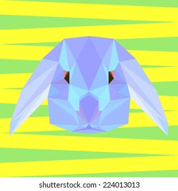 Abstract blue colored lilac polygonal rabbit background