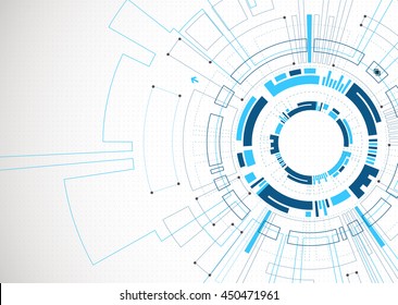 Abstract  blue colored technological background with various tech elements. Structure pattern technology backdrop. Vector