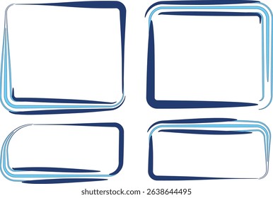 abstract blue colorful line art geometric shapes borders set