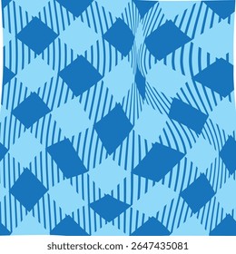  cor azul abstrata Lumberjack xadrez padrão de distorção de onda sem costura, papel de parede repetitivo de tweed Checkered.