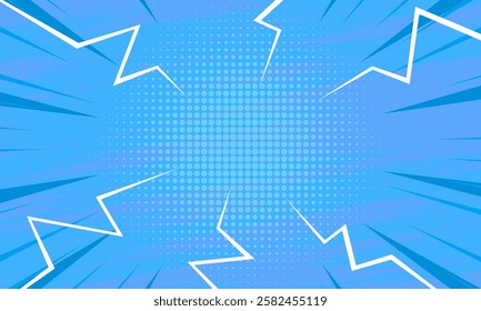 abstract blue comic background with lightning effect