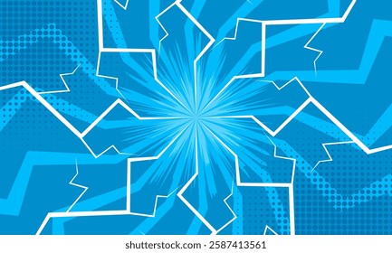abstract blue comic background with lightning effect