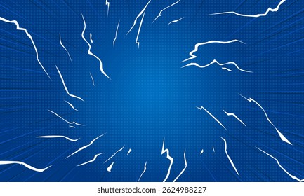 abstract blue comic background with lightning element