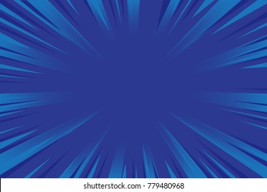 Abstract blue comic radial speed line background, cartoon background