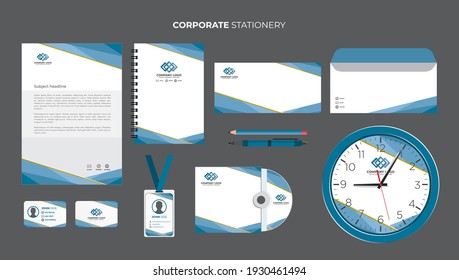 Abstract blue company business stationery set Vector
