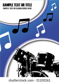 Abstract blue composition/poster with drum-set