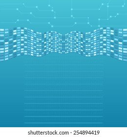 Abstract blue computer and tech background vector illustration