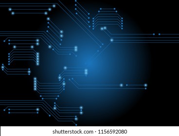 Abstract blue computer technology background with circuit board system , Vector illustration
