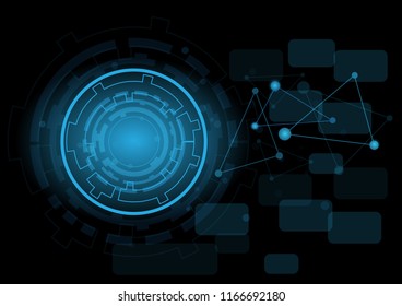 Abstract blue computer technology background with circle tech, Vector illustration
