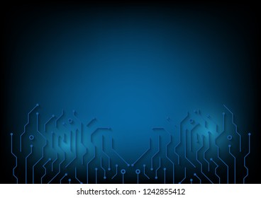 Abstract blue computer technology background with circuit board system , Vector illustration
