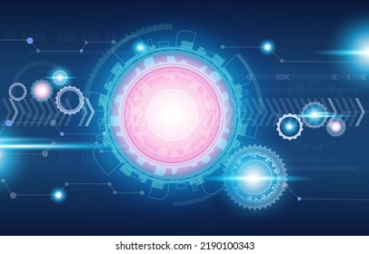 Abstract blue computer technology background with circuit board and  circle tech.Vector illustration