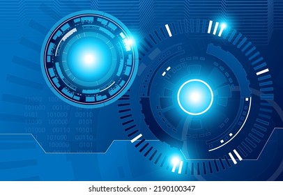 Abstract blue computer technology background with circuit board and  circle tech.Vector illustration