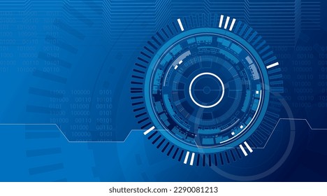 Abstract blue computer technology background with circuit board and circle tech.Vector illustration