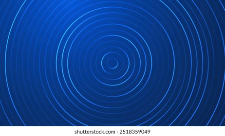 Abstract Blue Concentric Circles Digital Tech or Science Background. Medical Research or Modern Innovation Online Webinar Presentation Event. Conference or Forum Vector.