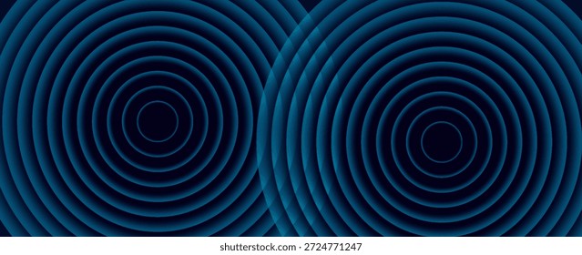 Abstractas círculos concéntricos azules que se superponen diseño para fondos modernos y decoración visual
