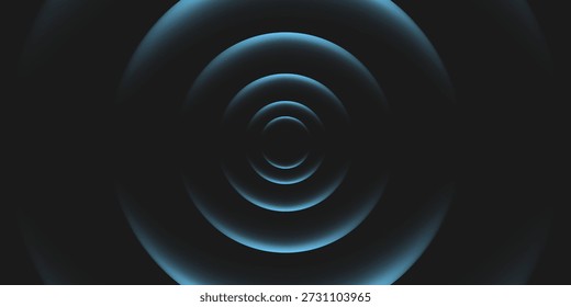 Círculos concêntricos azuis abstratos ondulam. Anéis azuis. Fundo abstrato minimalista. Fundo abstrato escuro de ondas sonoras. 