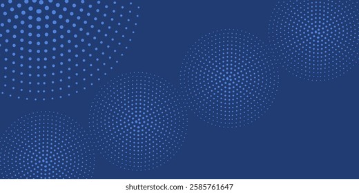 Abstract Blue concentric ripple circles halftone set. Sonar or sound wave rings collection. Target, radar icon concept. Radial signal or vibration elements