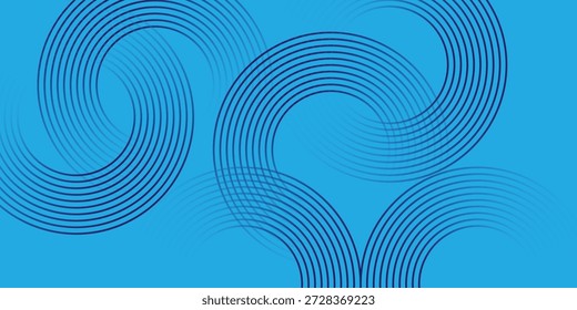 Líneas espirales concéntricas azules Abstractas sobre fondo cian
