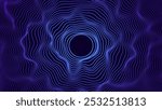 Abstract Blue Concentric Wavy Circles Digital Tech or Science Background. Medical Research or Modern Innovation Online Webinar Presentation Event. Conference or Forum Vector. Sound Wave Ripple Effect.