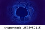 Abstract Blue Concentric Wavy Circles Digital Tech or Science Background. Medical Research or Modern Innovation Online Webinar Presentation Event. Conference or Forum Vector. Sound Wave Ripple Effect.