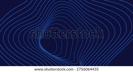 Abstract Blue Concentric Wavy Circles Digital Tech or Science Background. Medical Research or Modern Innovation Online Webinar Presentation Event. Conference or Forum Vector. Sound Wave Ripple Effect.