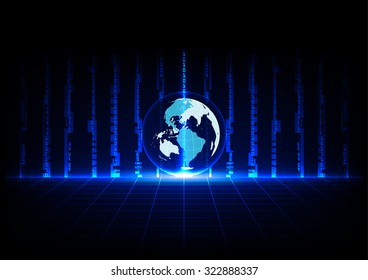 abstract blue concept technology and world with grids perspective design background