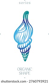 Abstract Blue Conch Shell Organic Shape Vector
