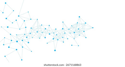 Abstrakte blaue verbindende Punkte und Linien auf weißem Hintergrund. Geeignet für Wissenschaft, Medizin, Chemie und Netzwerktechnologiekonzept. Vektorgrafik