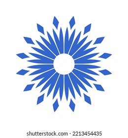 Abstract Blue Cornflower Icon. Circle Shape Design Element. Vector Art.