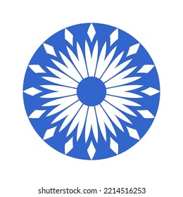 Abstract Blue Cornflower Icon. Circle Design Element. Vector Art.