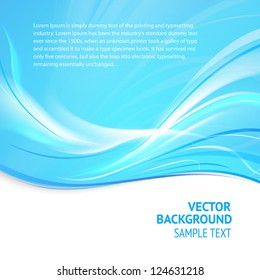 Abstract blue cover with smooth lines. Vector background, eps 10, contains transparencies.