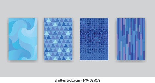 Abstract blue covers. Geometric vector patterns