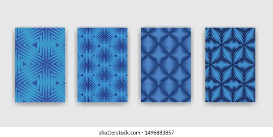 Abstract blue covers. Geometric vector patterns