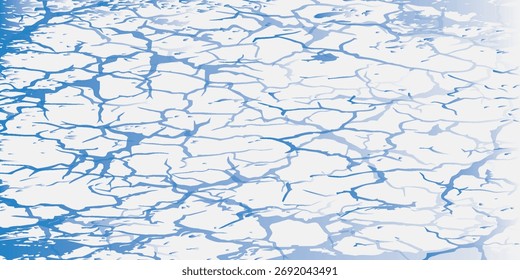 Abstract Blue Cracks Pattern on White Background, Textured Surfa