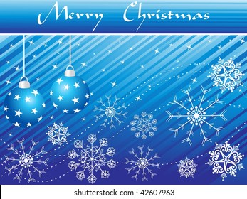 abstract blue creative artwork background with hanging decorated ball