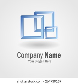 Abstract blue cube logo for your company or business. can be used in websites / applications