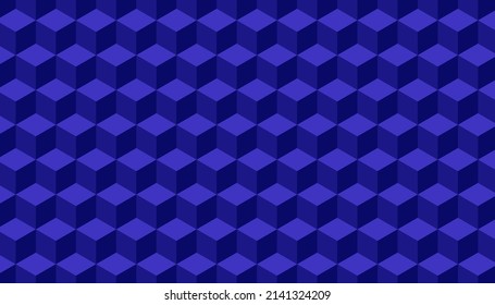 Abstract blue cube pattern background. Geometric 3D square wallpaper. Vector illustration.
