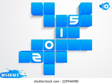 Abstract blue cubes with figures 2015