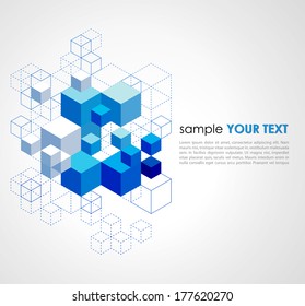 Abstract blue cubes vector background.