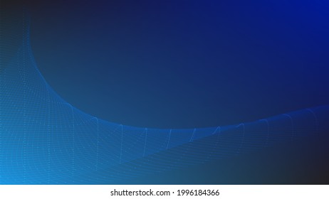 abstract blue curve line and dot pattern with lighting effect on blue gradient color background with copy space for technology and futuristic element design. vector illustration 