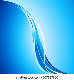 abstract blue curve line pattern background (vector) 