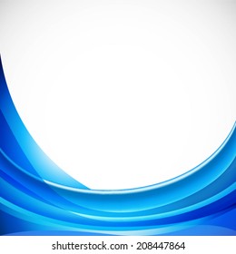 abstract blue curve line pattern and white background (vector) 