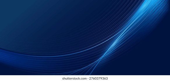 Abstract Blue Curve Lines Technology Background Vector