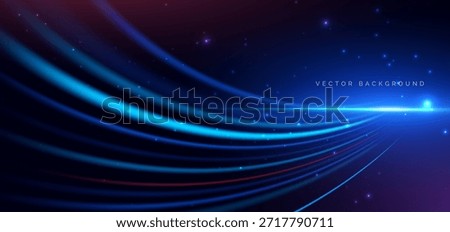 Abstract blue curve lines technology on dark blue backgroung. High speed motion moving concept. Vector illustration