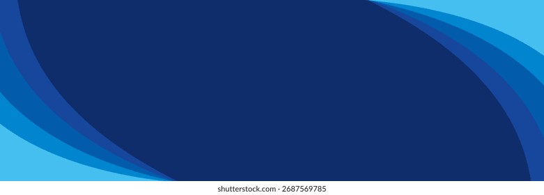 Abstract blue curve paper layers background. Minimal style gradient curved template design with shadow. Trendy elements with space for your text. Suitable for covers, posters, brochures, vectors