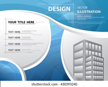 Abstract blue curve template, annual report brochure flyer design , textured frame and border, vector