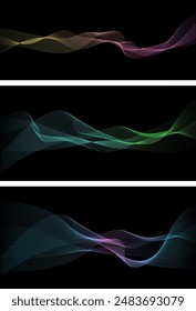 Abstract blue curve. Wave background. black background.