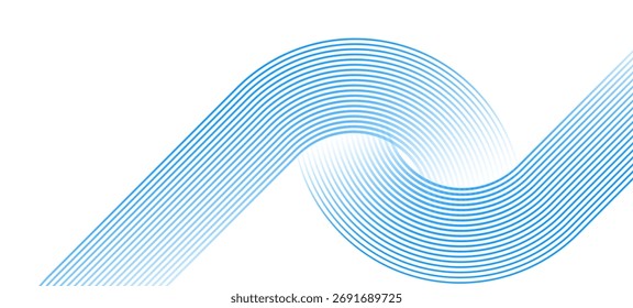 Abstract blue curved line background. Modern wave pattern with gradient effect and smooth flow. Minimal geometric design for banner, poster, or presentation template. Vector illustration eps10.