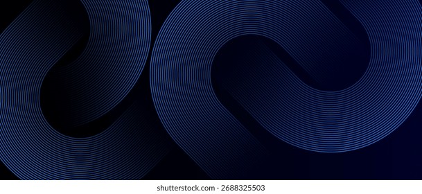 Abstract blue curved line pattern on dark background, futuristic minimal wave design, modern technology and digital motion concept. Vector illustration eps10.
